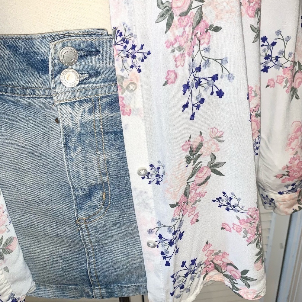 H&M White button down floral print long sleeve shirt Women’s Size 14 - Picture 5 of 11